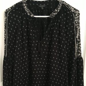 Lucky Brand printed long sleeve black top